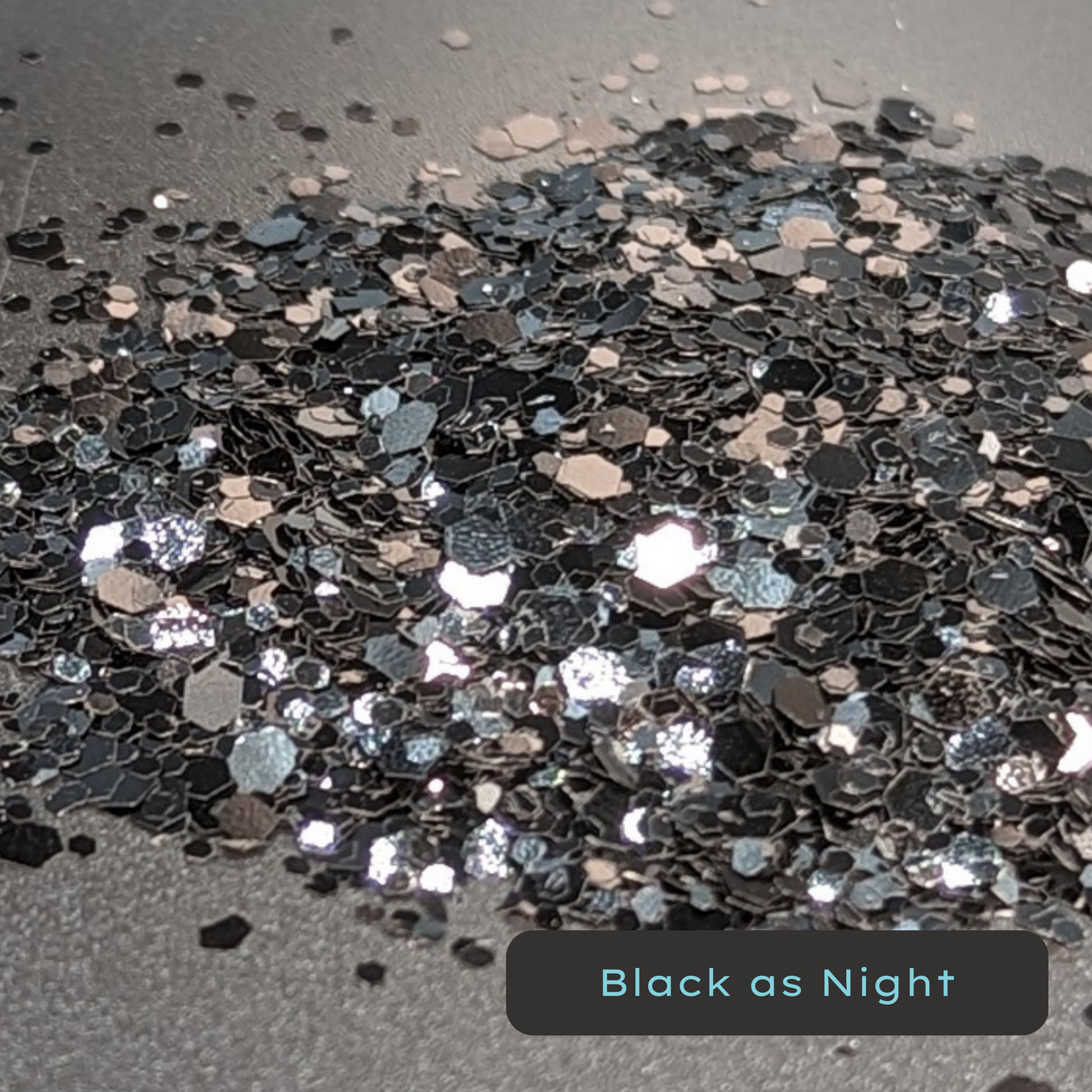 black metallic solid color biodegradable glitter.