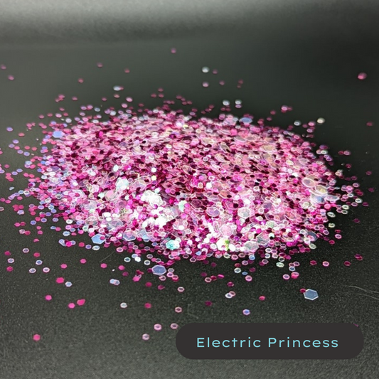 hot pink princess themed iridescent biodegradable glitter