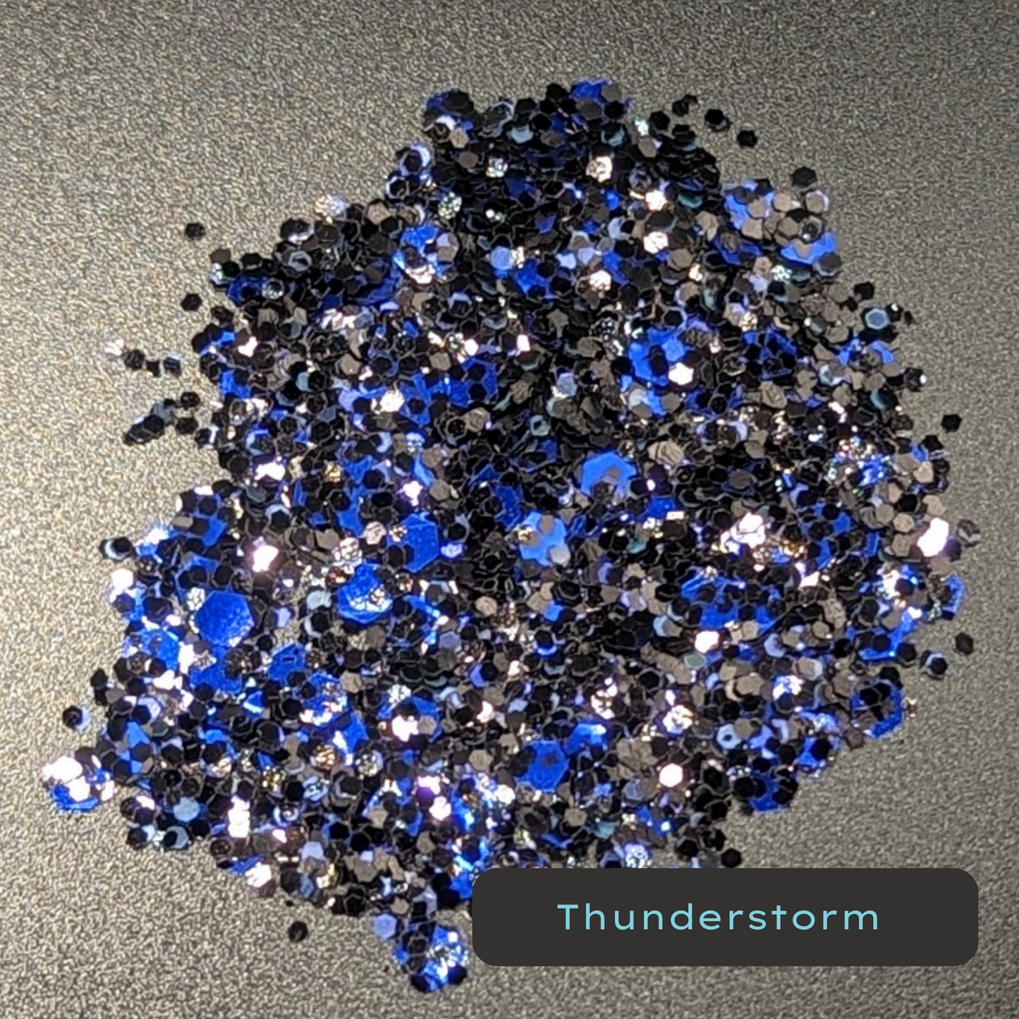 Thunderstorm Black Metallic and Blue Iridescent Eco Glitter
