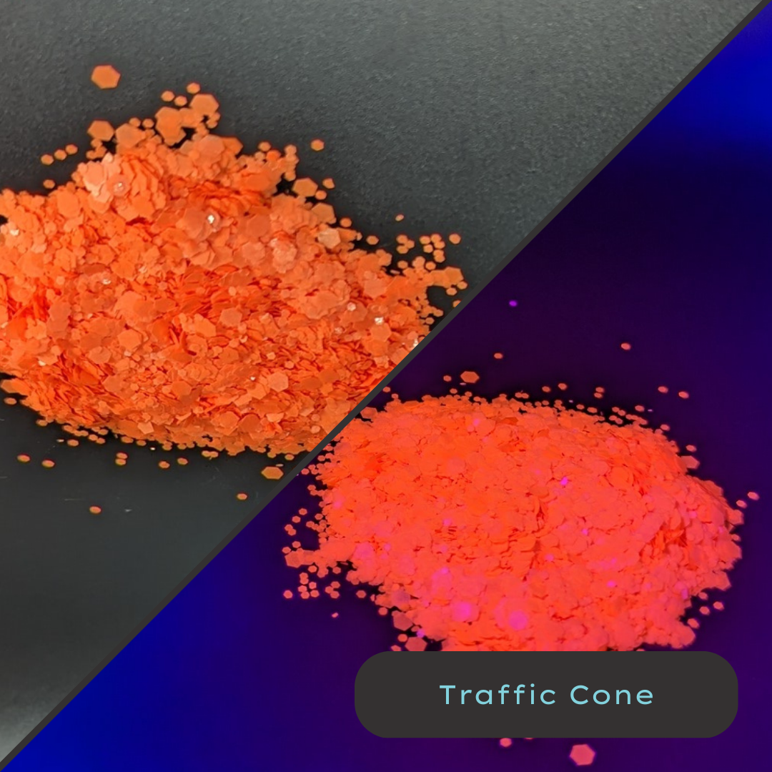 Traffic Cone Neon Orange BlackLight Biodegradable Eco Glitter