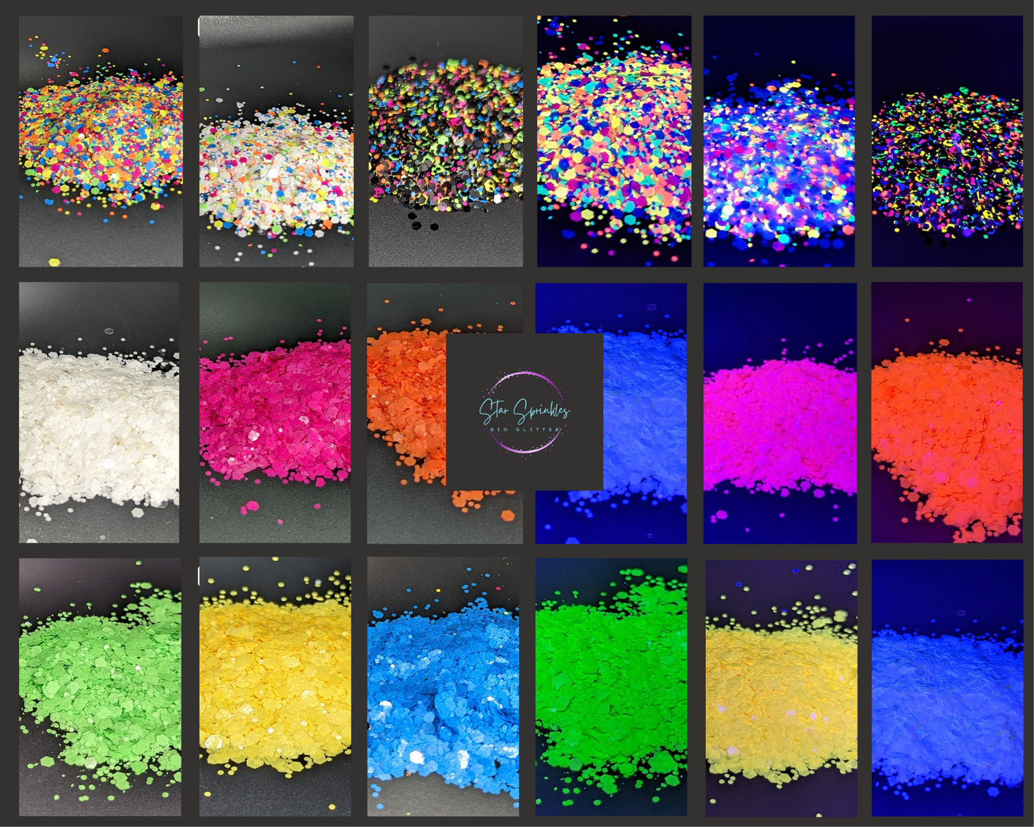 Neon Blacklight Biodegradable Eco Glitter Collection