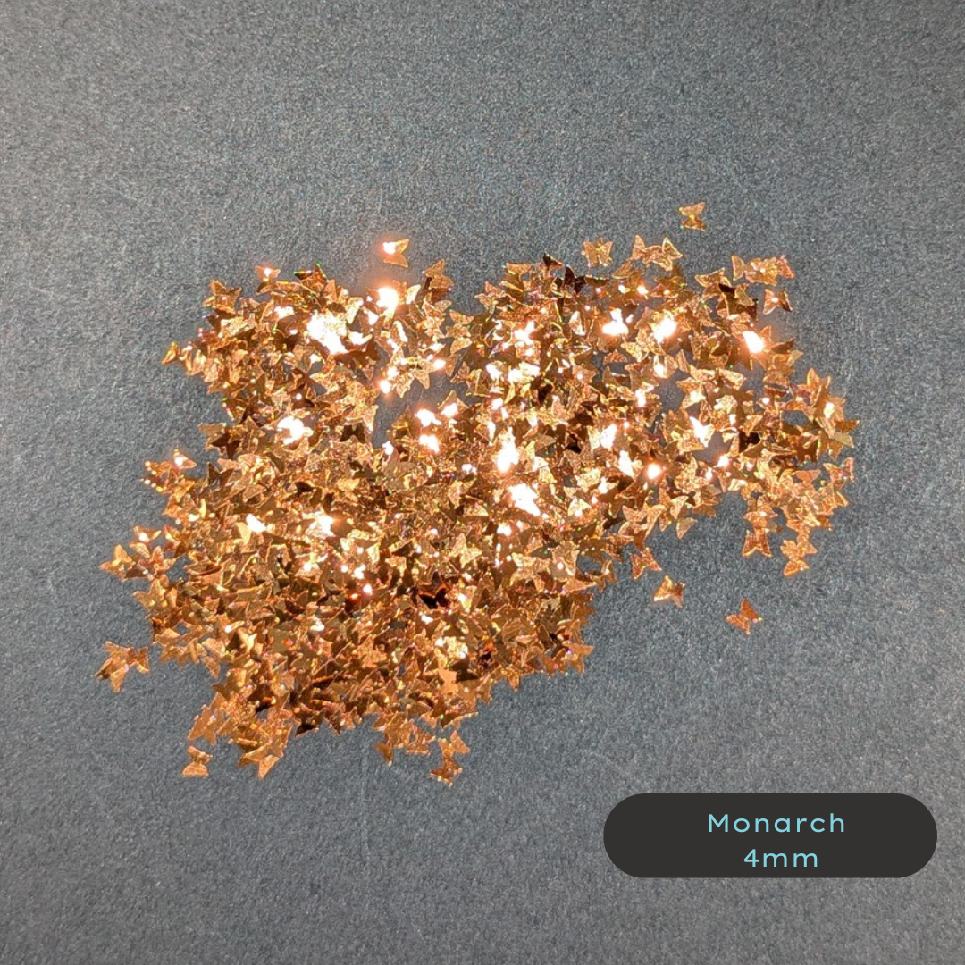 Monarch - Biodegradable Glitter - Orange metallic butterfly shape plant-based glitter