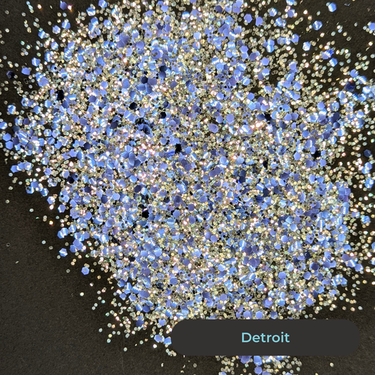 Biodegradable Glitter - Detroit- Light blue gold silver