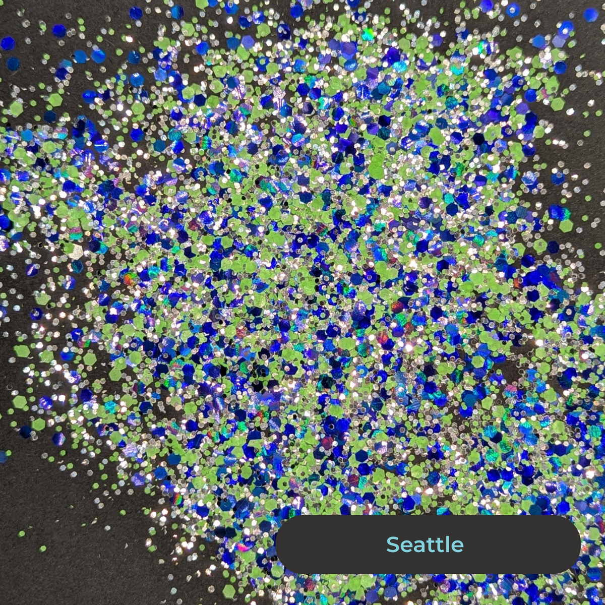 Biodegradable Glitter - Seattle - Blue, Silver, Neon Green