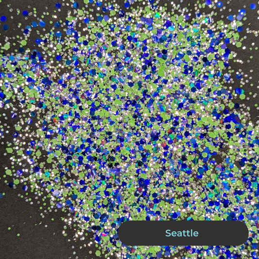 Biodegradable Glitter - Seattle - Blue, Silver, Neon Green