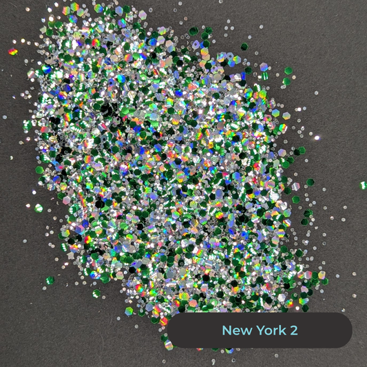Biodegradable Glitter - New York 2 - Green Silver