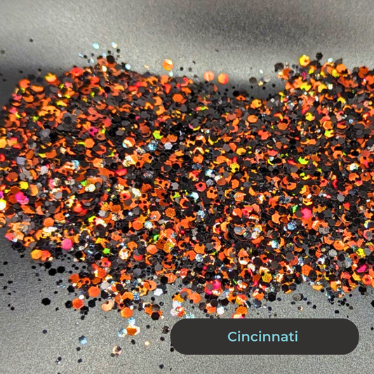 Biodegradable Glitter - Cincinnati - Orange Black