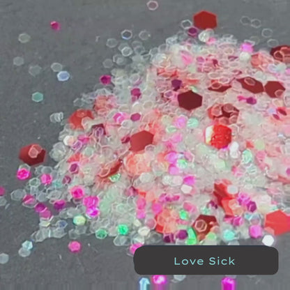 Love Sick Pink white Iridescent Eco Glitter