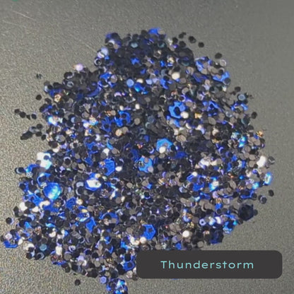 Thunderstorm Black Metallic and  Blue Iridescent Eco Glitter