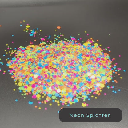 Neon Splatter Rainbow BlackLight Biodegradable Eco Glitter