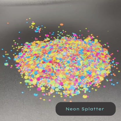 Neon Splatter Rainbow BlackLight Biodegradable Eco Glitter