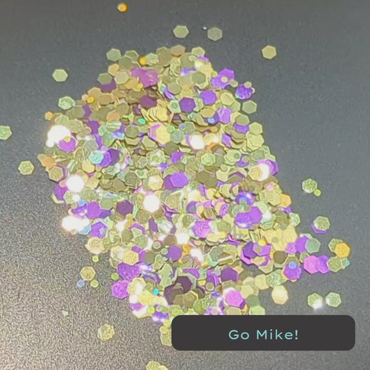 Go Mike! Gold and Purple Biodegradable Eco Glitter