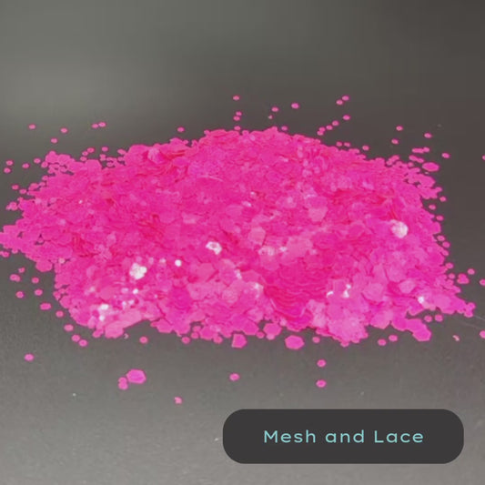 Mesh and Lace neon Pink BlackLight Biodegradable Eco Glitter