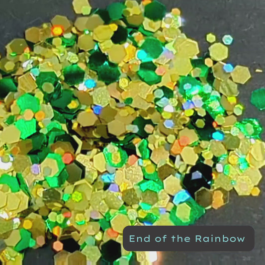 End of the Rainbow Green and Gold Holographic Eco Glitter