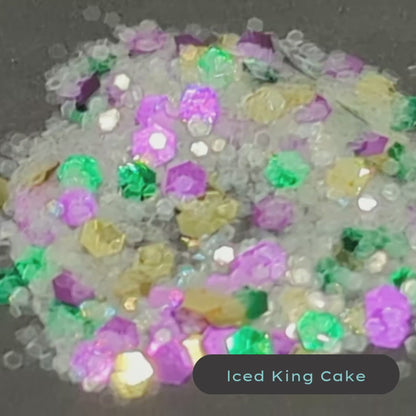 Iced King Cake Mardi Gras white Biodegradable Eco Glitter