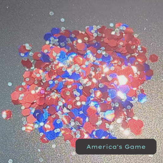 Biodegradable Glitter -Red, Blue, Silver- America's Game