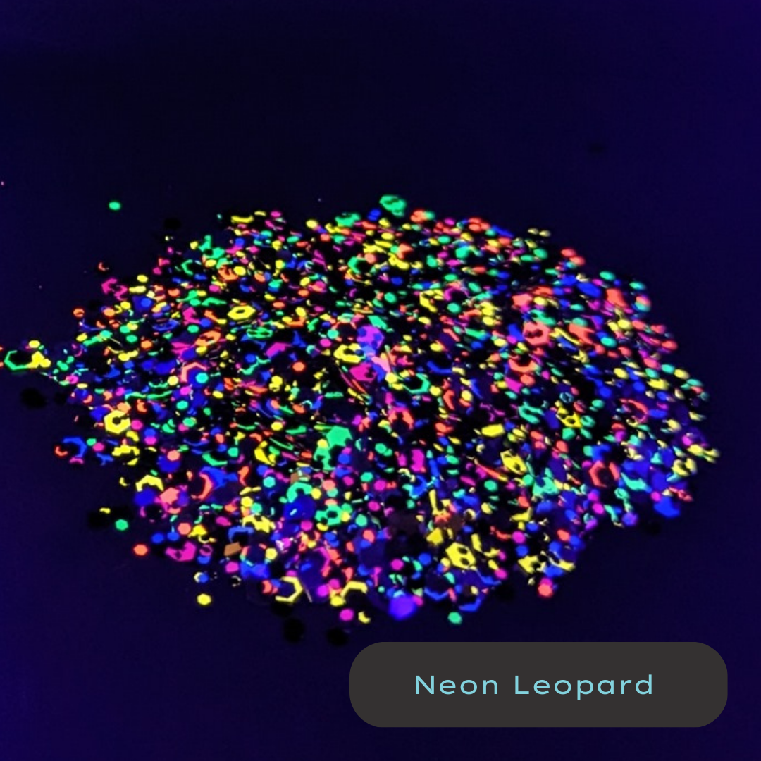 Neon Leopard Rainbow BlackLight Biodegradable Eco Glitter