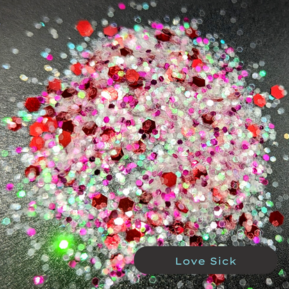 Love Sick Pink white Iridescent Eco Glitter