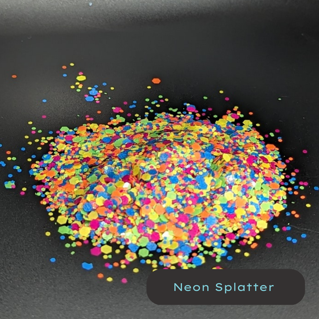 Neon Splatter Rainbow BlackLight Biodegradable Eco Glitter