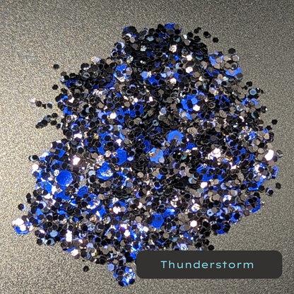 Thunderstorm Black Metallic and  Blue Iridescent Eco Glitter